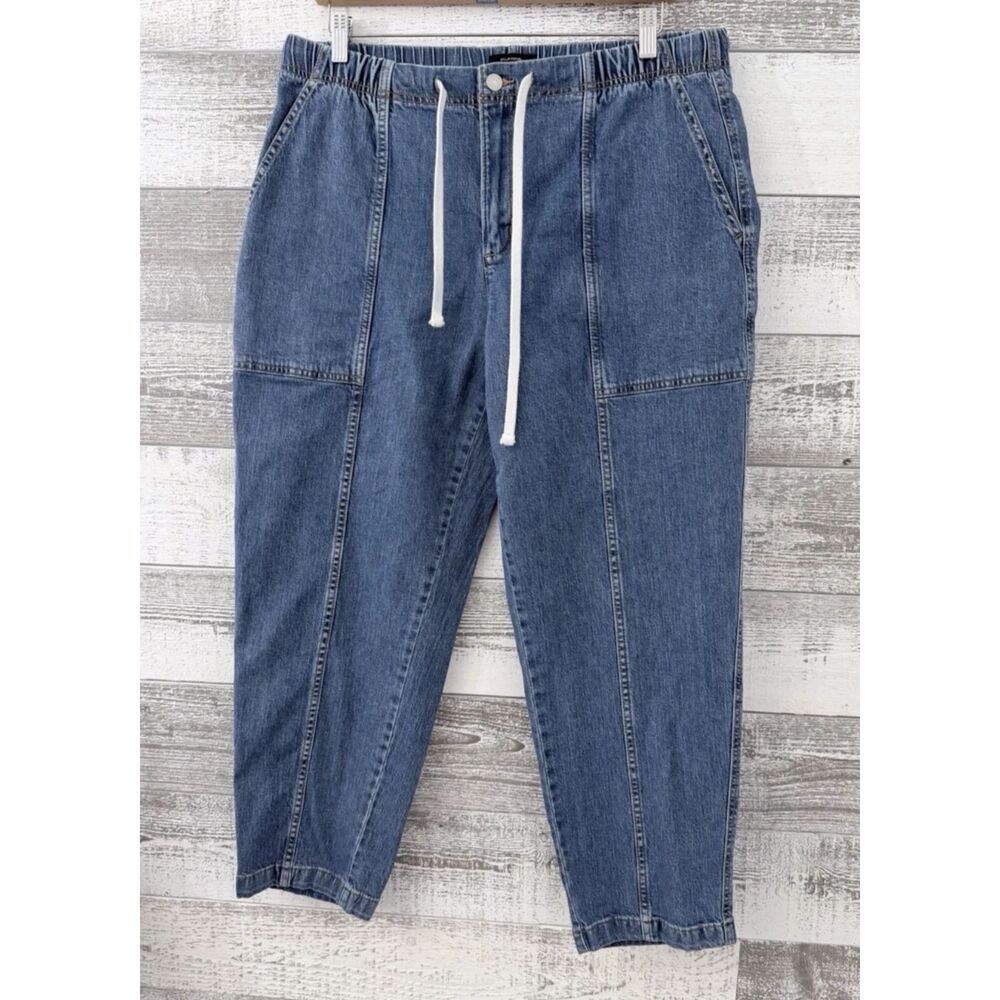 Banana Republic Ankle Blue Jeans Women's L Tapered Mid Rise Drawstring